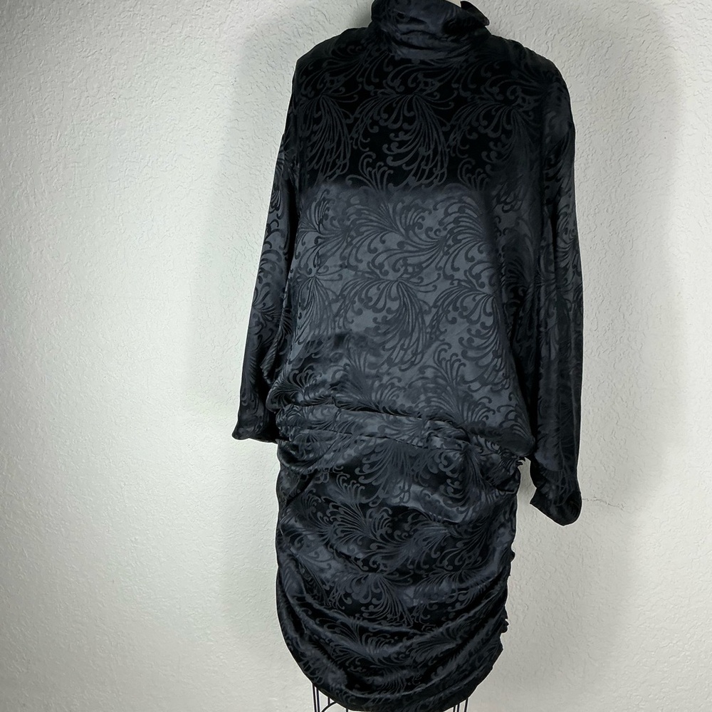 Elegant Vintage Black Midi Dress sz 12 silk perfect
